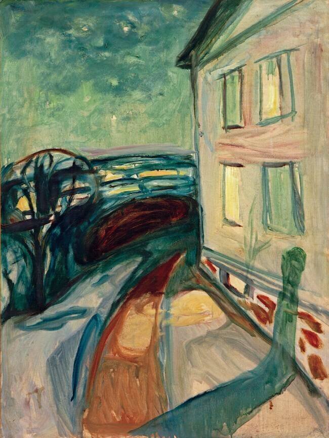 Moonlit house wall Edvard Munch