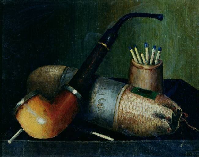 Nature morte au tabac à pipe et allumettes William Michael Harnett