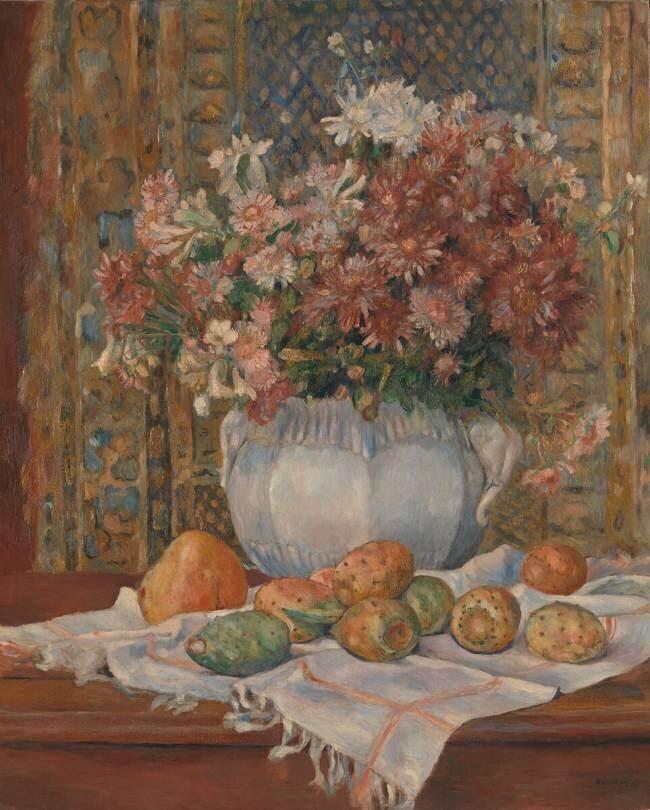 Nature morte avec fleurs et figues de Barbarie Auguste Renoir