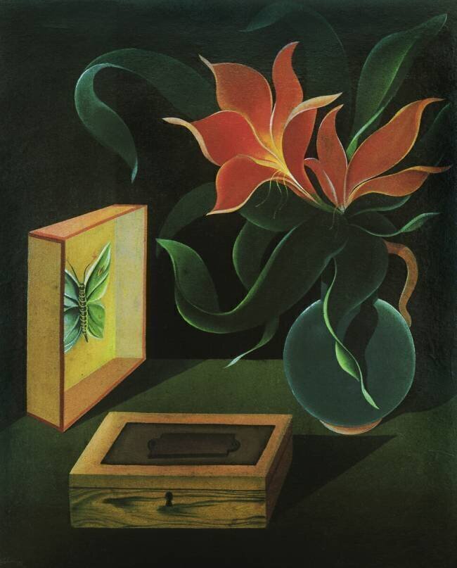 Nature morte avec plante et papillon Heinrich Hoerle