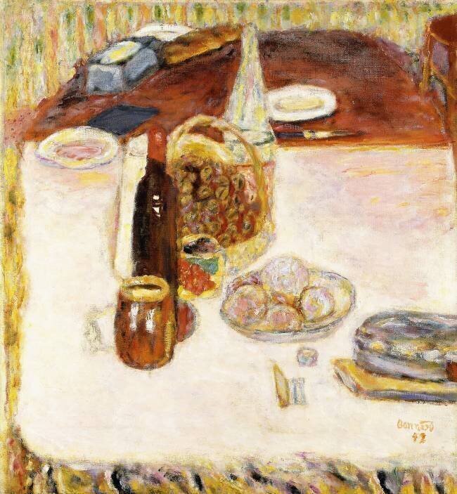 Nature morte avec une bouteille de vin rouge Pierre Bonnard