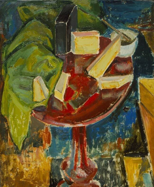 Nature morte sur table rouge Alfred Henry Maurer