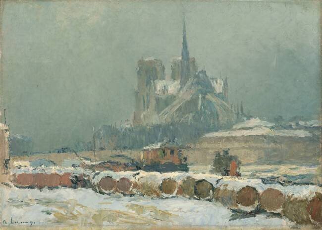 Notre-Dame de Paris par temps de neige Albert Lebourg