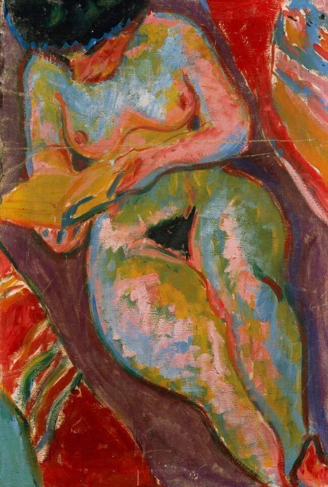 Nu féminin lisant Ernst Ludwig Kirchner