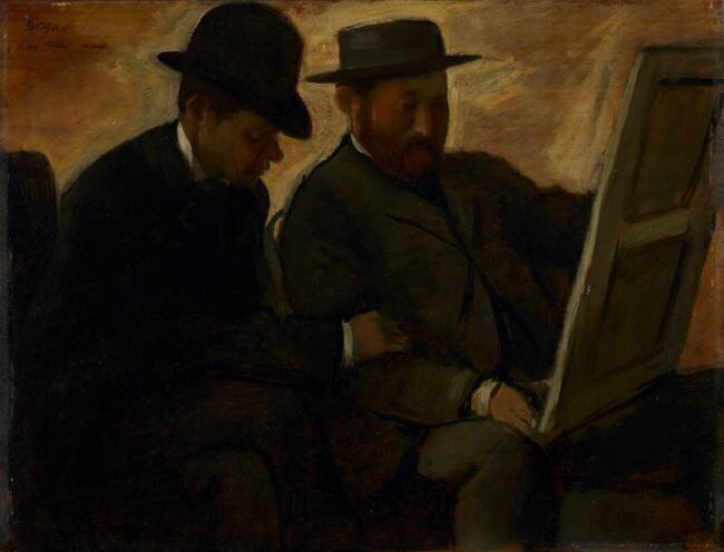 Paul Lafond et Alphonse Cherfils examinant une peinture Edgar Degas