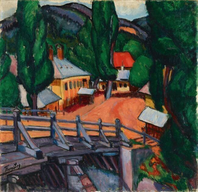 Paysage avec un pont Lajos Tihanyi