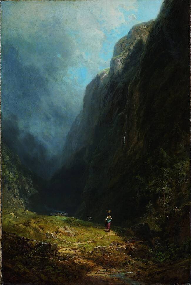 ""Paysage de haute vallee alpine"" Vue du mont Wendelstein Allemagne Carl Spitzweg