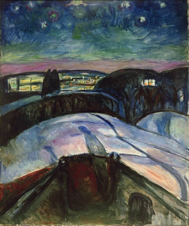 Paysage nocturne étoilé en Europe du Nord Edvard Munch