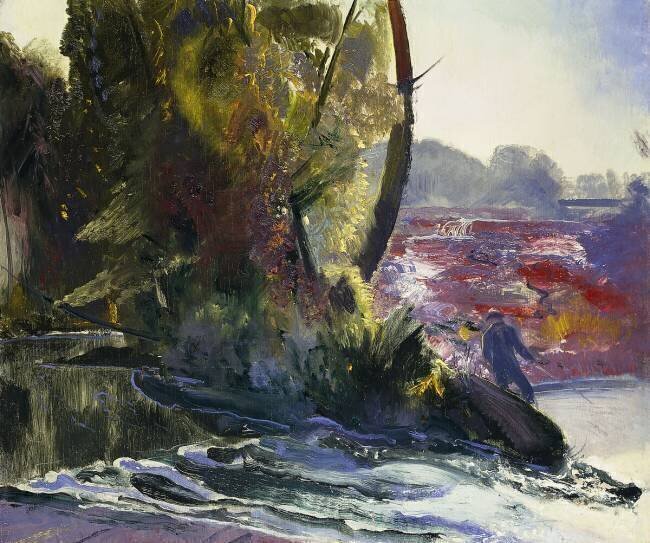 Pêcheur et ruisseau George Wesley Bellows