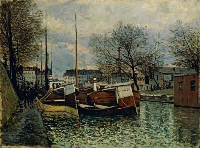 Péniches sur le Canal Saint Martin Alfred Sisley