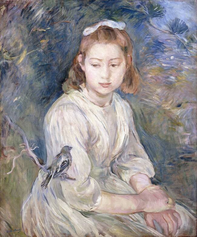 Petite fille avec un oiseau Berthe Morisot