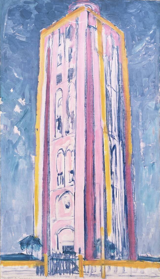 Phare de Westkapelle, en orange, rose, violet et bleu Piet Mondrian
