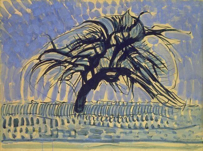 Pommier en bleu Piet Mondrian