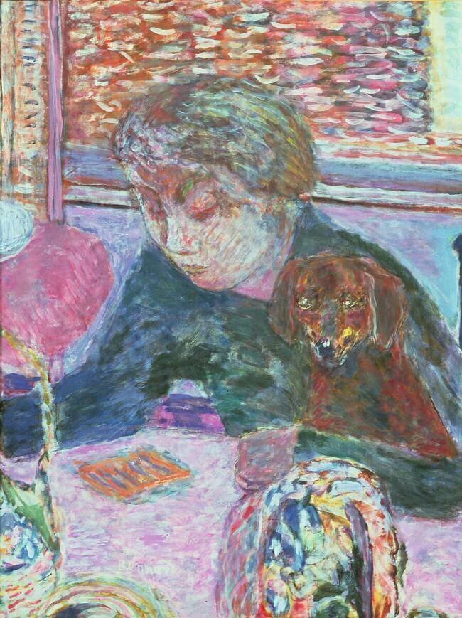 Portrait avec un chien Pierre Bonnard