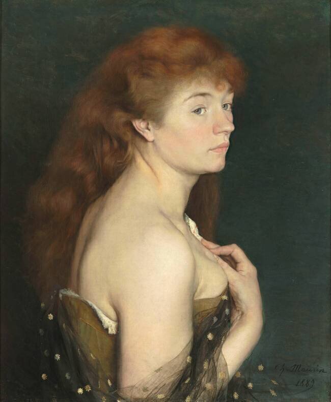 Portrait de jeune femme rousse Charles Maurin