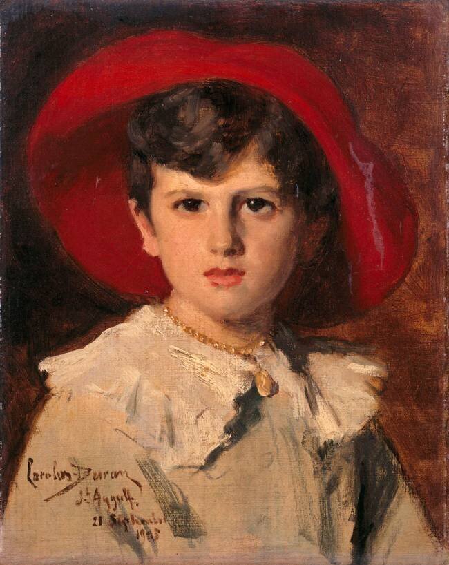 Portrait de Michel Feydeau, l'enfant au chapeau rouge, fils de Georges Feydeau Carolus-Duran