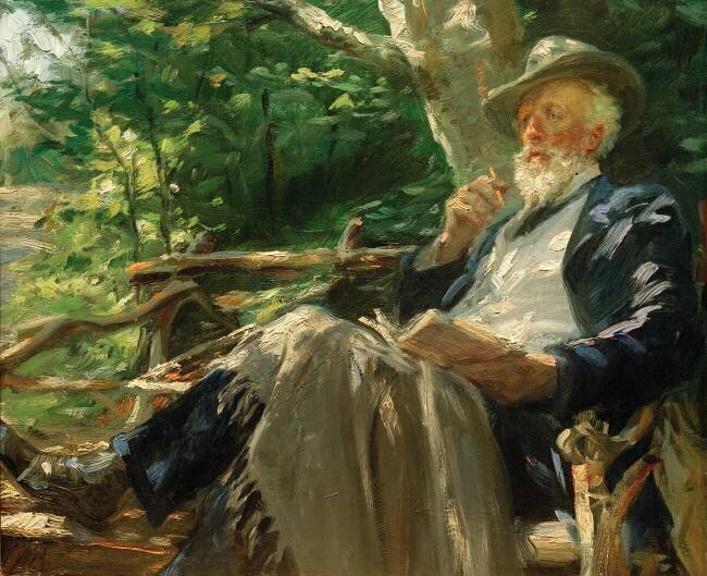 Portrait du poète Holger Drachmann dans la forêt de Skagen Peder Severin Kröyer