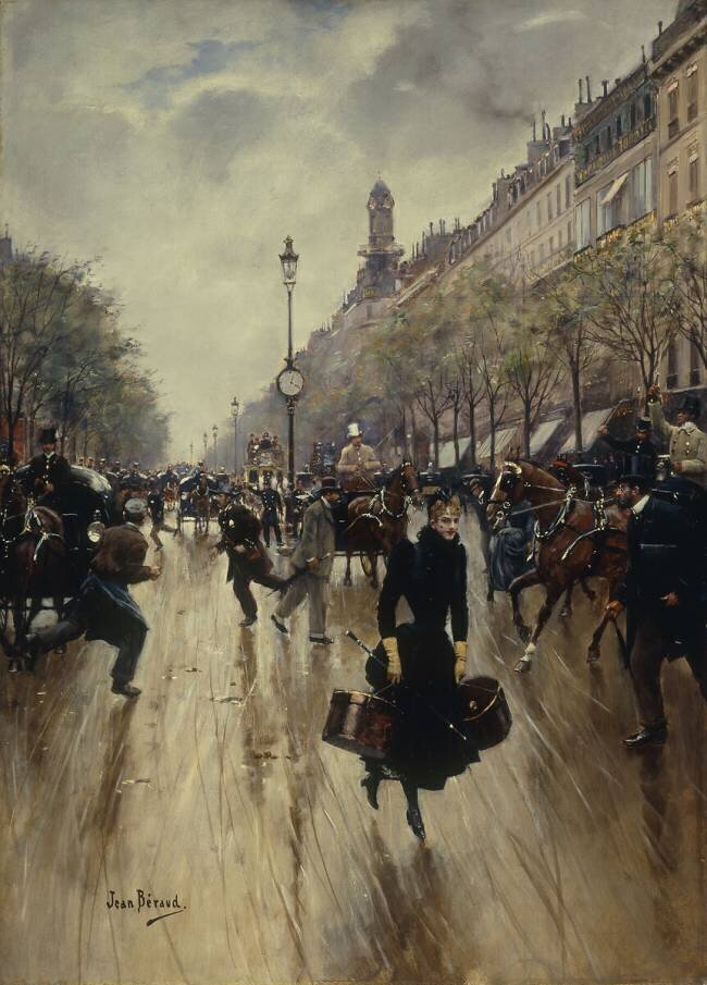 Quatre heures de l'après-midi au Carrefour Drouot et sur le Grand Boulevard Jean Béraud
