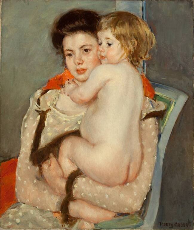 Reine Lefebvre tenant un Bébé Nu Mary Cassatt