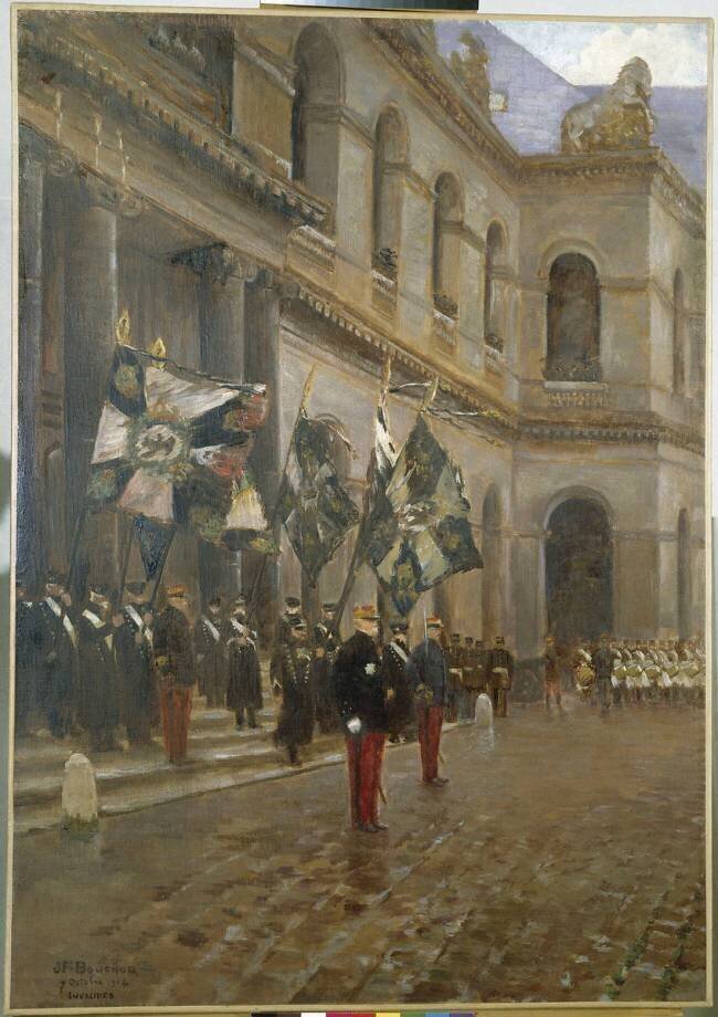 Remise solennelle au général Niox, commandant des Invalides, des six premiers drapeaux ... Joseph-Félix Bouchor