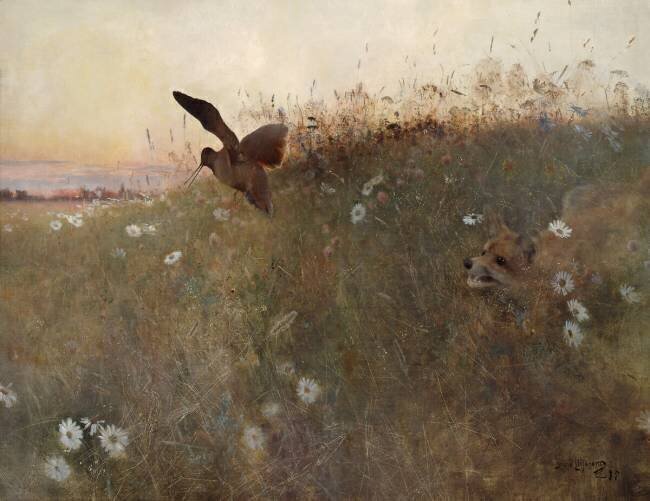 Renard et bécasse Bruno Liljefors