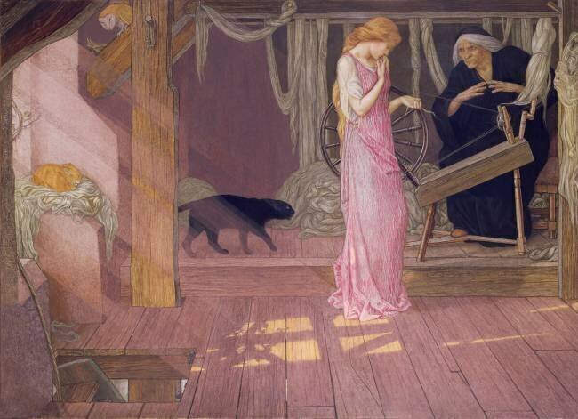 La Belle au bois dormant : La princesse se pique le doigt John Dickson Batten