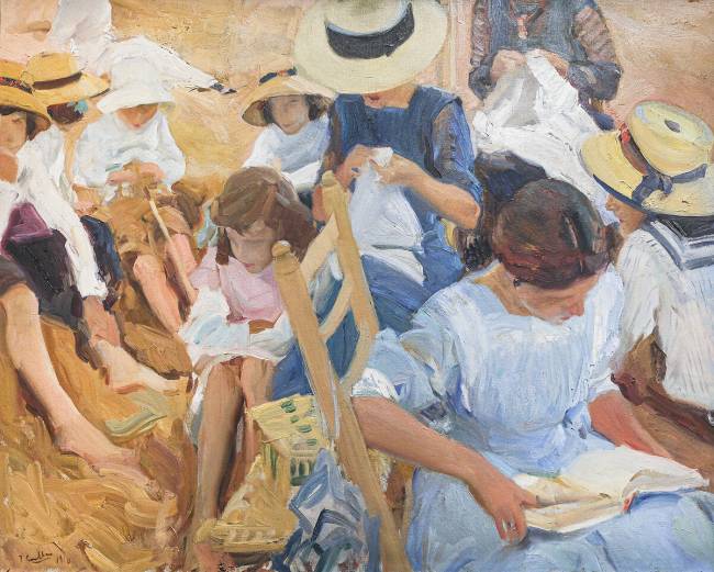Sur le sable, plage de Zarautz Joaquin Sorolla y Bastida