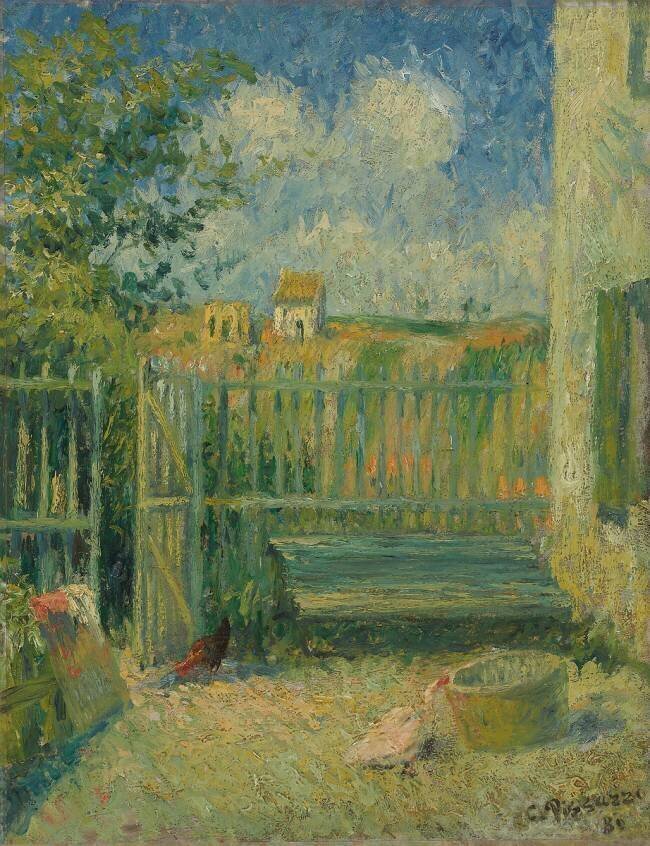 The Courtyard of Maison Rondest Camille Pissarro