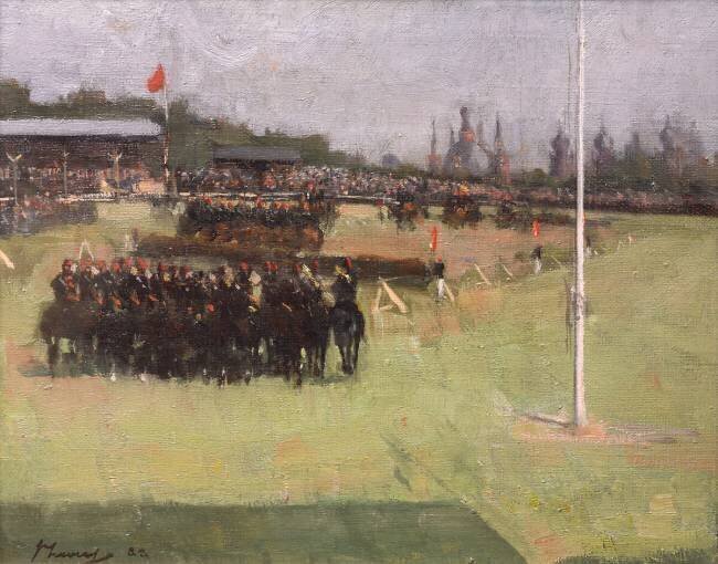 The Musical Ride of the 15th Hussars during the Military Tournament at the Glasgow International Exhibition 1888 John Lavery
