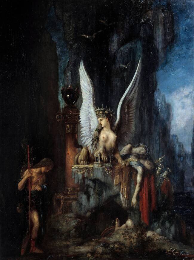 The traveler or Oedipus traveler or the Egalite before Death Oedipus in front of the sphinx Gustave Moreau