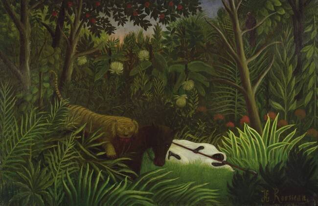 Tigre attaquant un Cheval et et Noir endormi Henri Rousseau