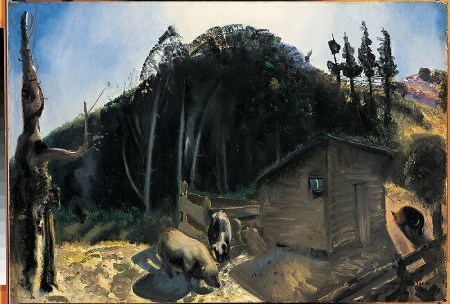 Trois cochons et une montagne George Wesley Bellows