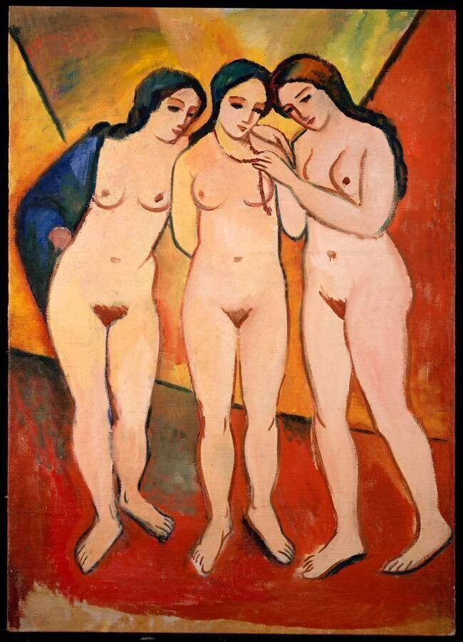 Trois Femmes Nues (Rouge et Orange) August Macke