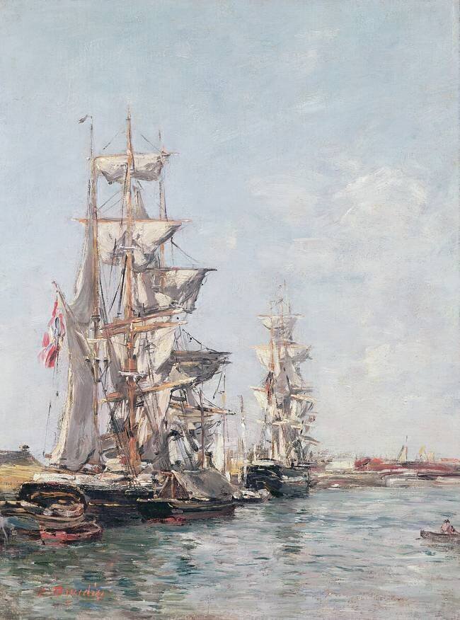 Trois-mâts à quai dans le port de Deauville Eugène Boudin
