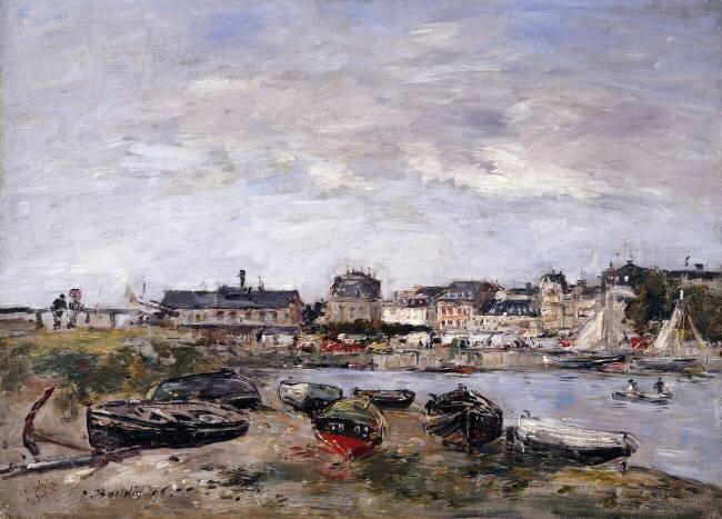 Trouville : Vue vers Deauville le jour du marché Eugène Boudin