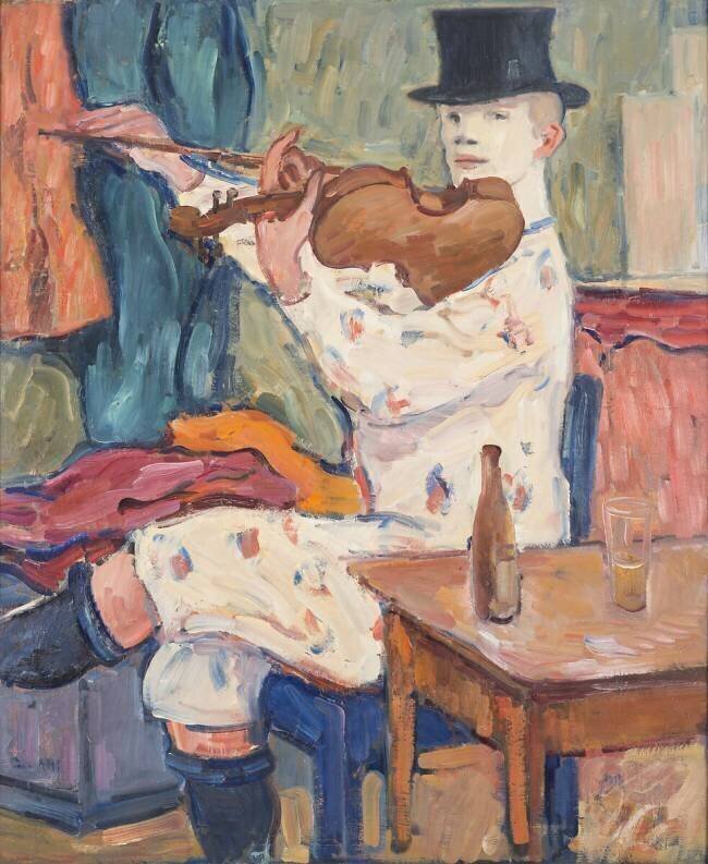 Un clown jouant du violon Gosta von Hennigs