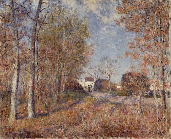 Un coin de bois aux Sablons, dit la route à l'orée du bois Alfred Sisley