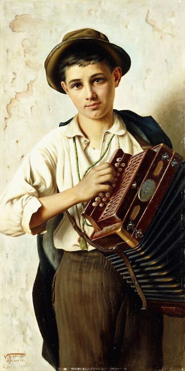 Un jeune joueur d'accordéon Vittorio Rignano