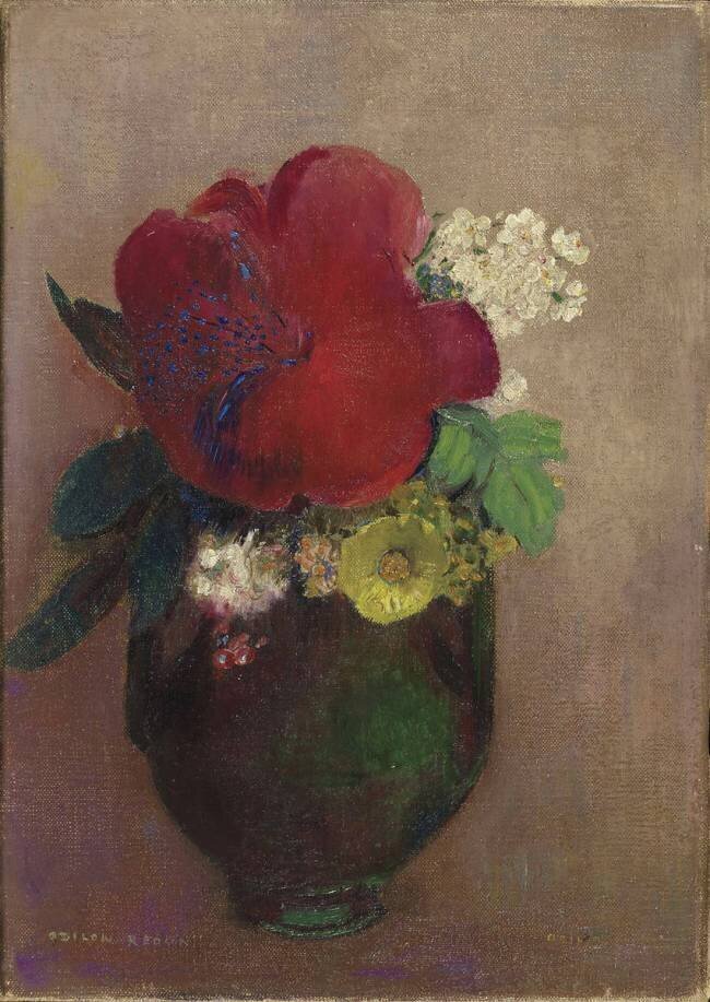 Vase de fleurs, pavot rouge Odilon Redon