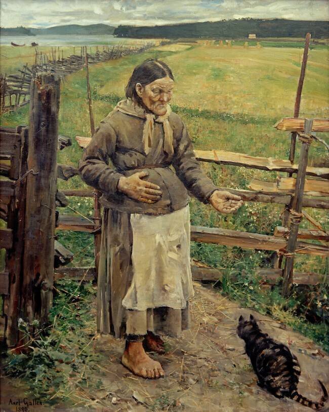 Vieille femme avec un chat Akseli Gallen-Kallela