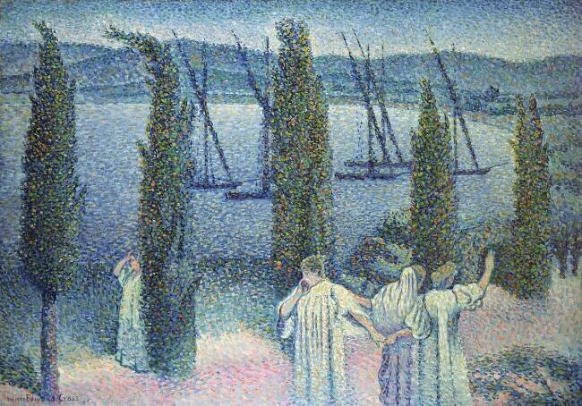 Vue sur la côte avec des cyprès Henri-Edmond Cross