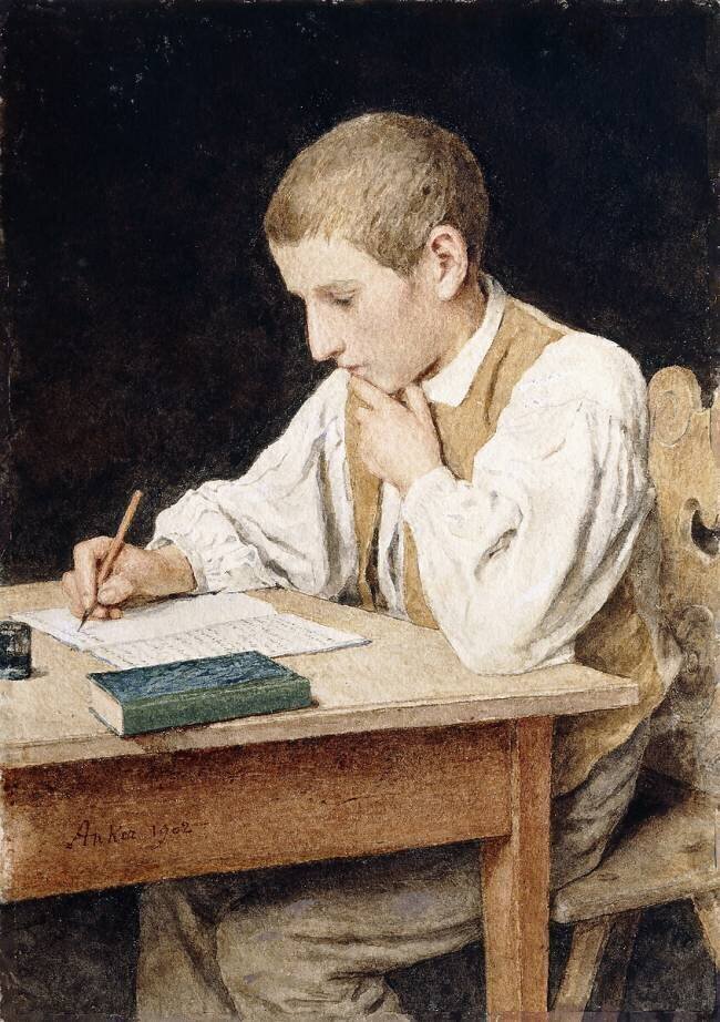 Writing Boy Albert Anker