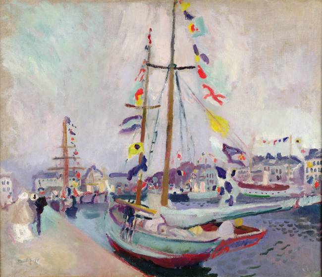 Yacht pavoisé ancré au Havre Raoul Dufy