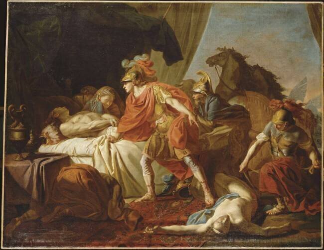 Achille dépose le cadavre d'Hector aux pieds du corps de Patrocle Joseph Benoît Suvée