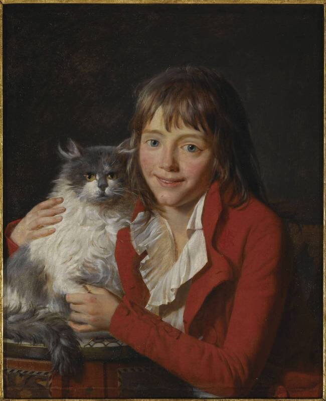 Ambroise-Louis Garneray, peintre et marin (1783-1857), représenté enfant tenant un chat angora Jean-François Garneray