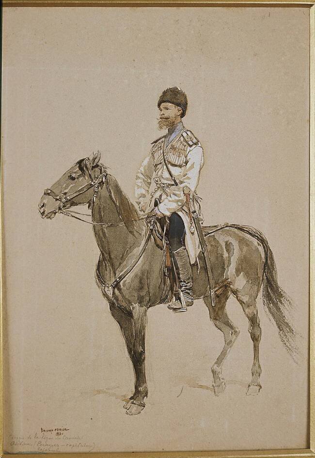 Cavalier cosaque de la Garde Impériale : officier cosaque de la ligne du Caucase Edouard Detaille