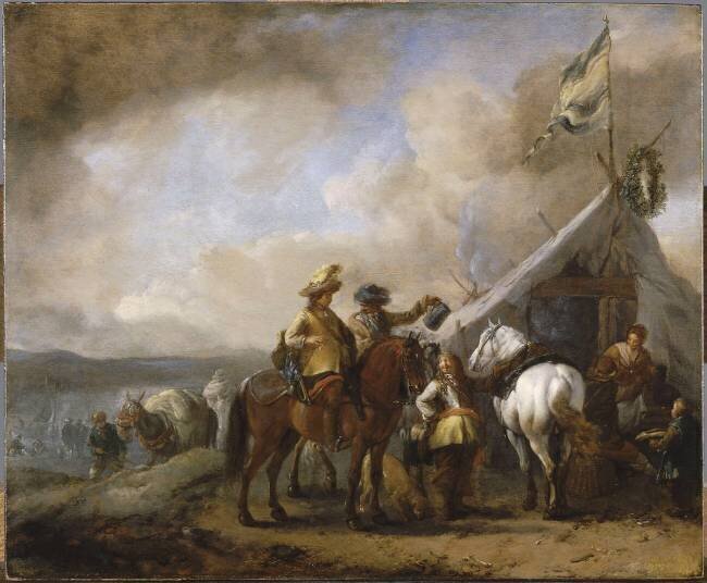 Cavaliers dans un camp militaire Philips Wouwerman