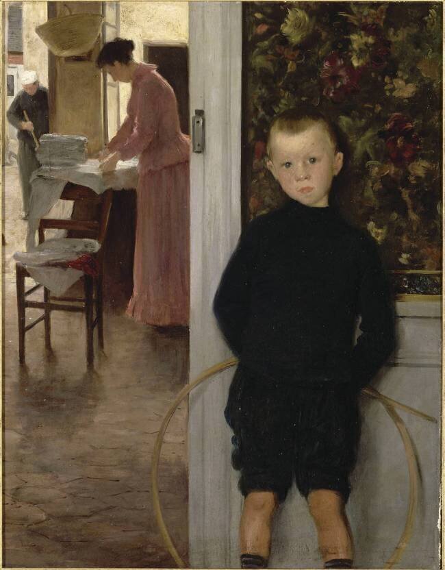 Enfant et femme dans un intérieur Paul Mathey
