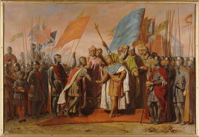 Entrevue de Gisors entre le roi de France Philippe Auguste et le roi d'Angleterre Henri II Plantagen Gillot Saint-Evre