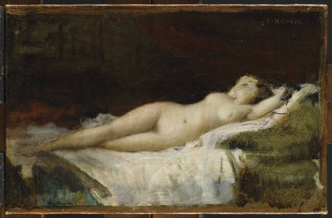 Femme nue couchée sur un drap blanc (inspirée de la Venus endormie du Titien) Jean-Jacques Henner